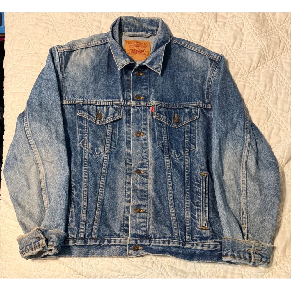 Levi's Denim Trucker Jacket Mens 44 Blue Vintage 90s 71506-0216 Made in USA